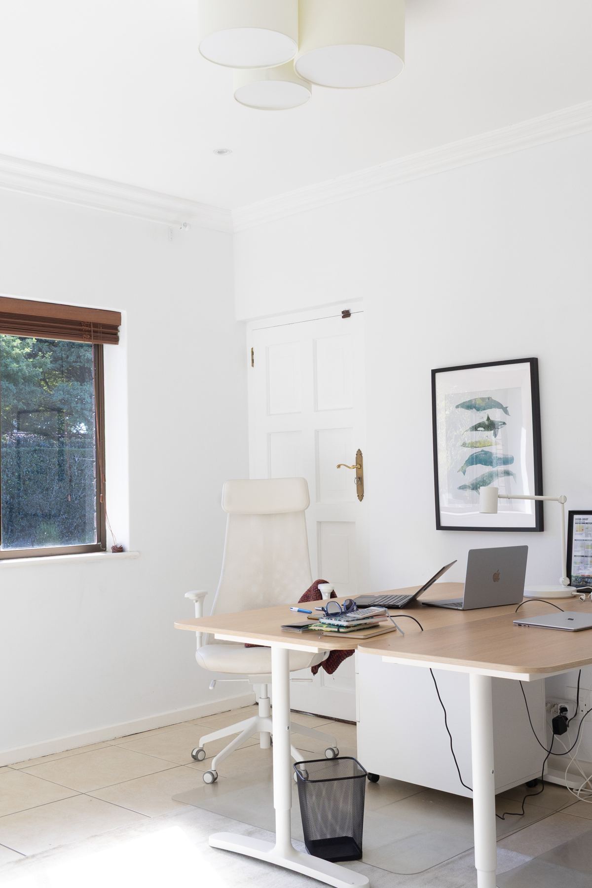 Home office with a desk and laptop