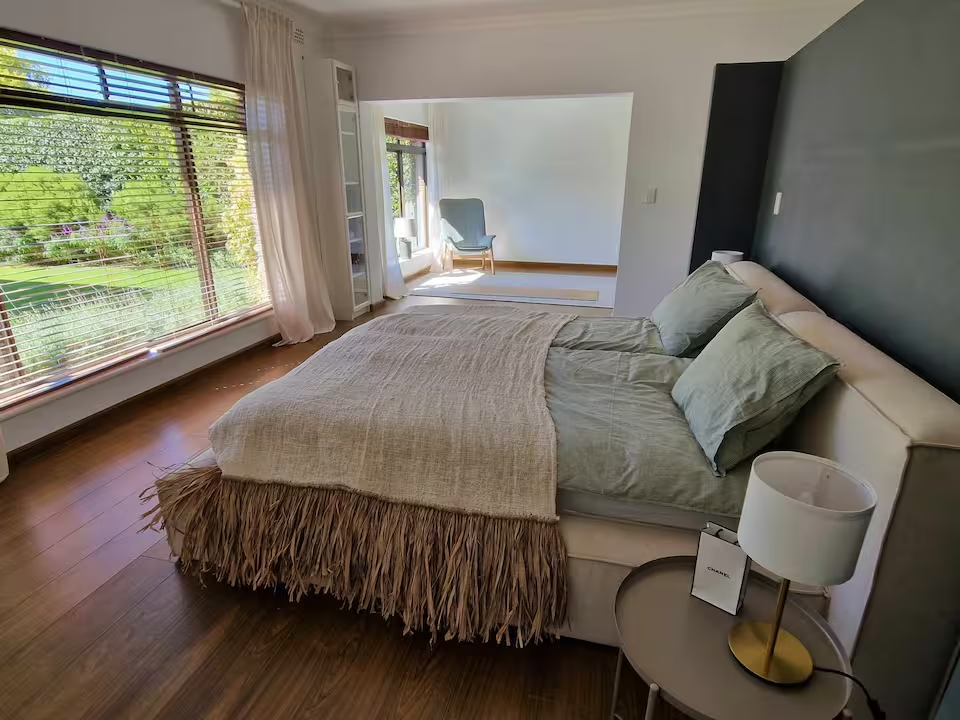 Master bedroom with garden views
