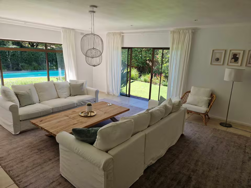 Bright living room facing the garden